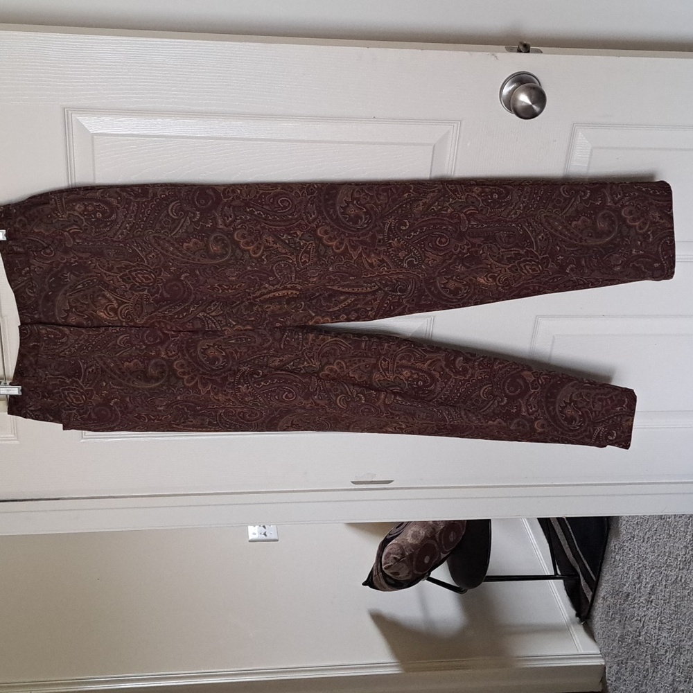 Nwt Plum Velour Paisley Pants - Picture 3 of 9